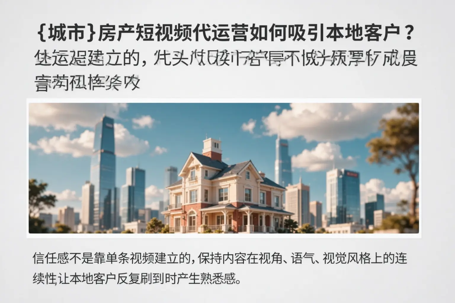 贵定房产短视频代运营如何吸引本地客户?